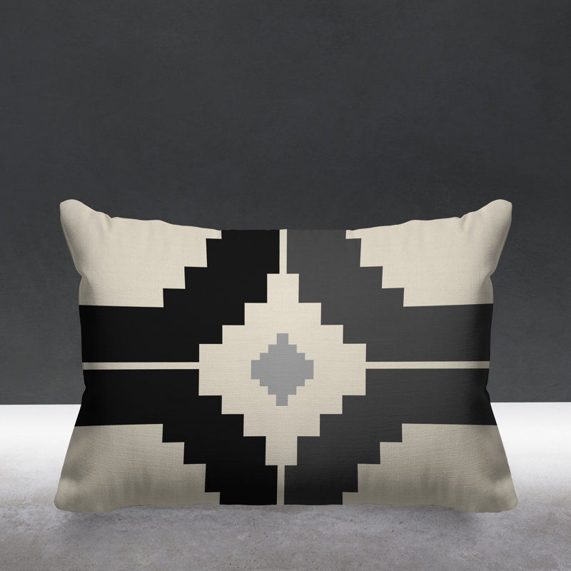 Coussin intérieur / extérieur Kele Southwestern, Noir