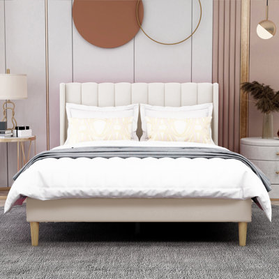 Eriksay Low Profile Upholstered Platform Bed with Wingback Headboard