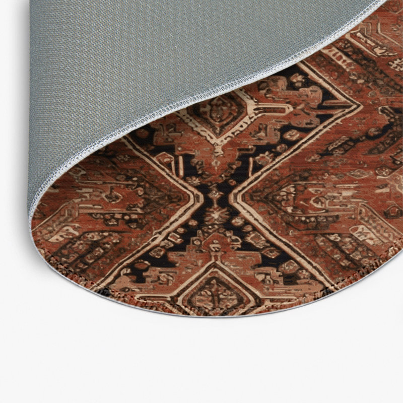 Tapis d'intérieur et d'extérieur brun Persian, Rond 5 pi