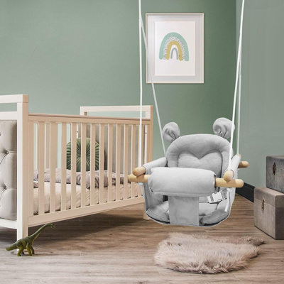 Canvas Baby Swing For Infants – Safe Wooden Hanging Swing Seat, Toddler Hammock For Indoor & Outdoor Use, Perfect For Tree Or Backyard