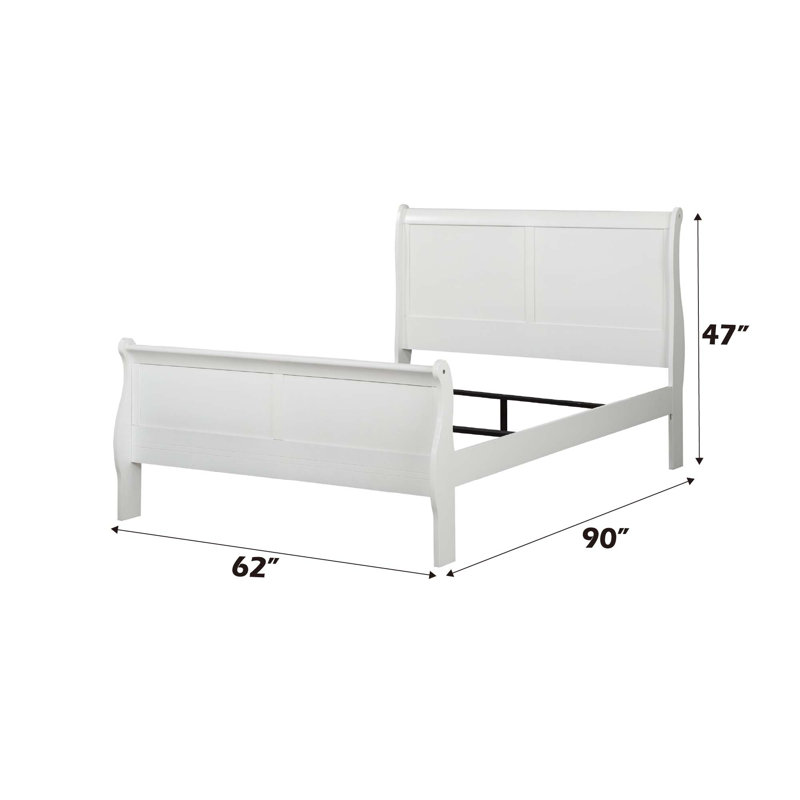 Louis Philippe Twin Bed, Blanc, Grand lit