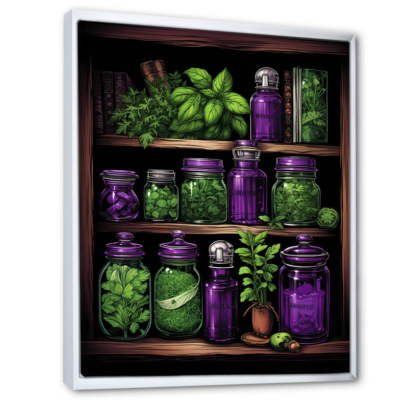 Herbes de jardin poterie 1 - Art floral, Cadre flottant blanc, 32" H x 24" W