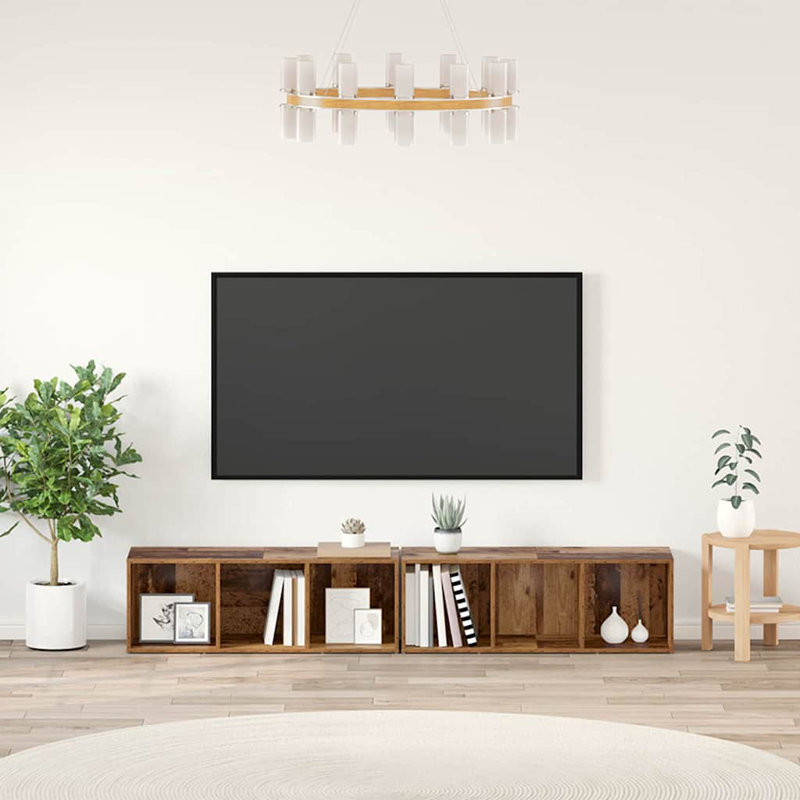 TV Cabinet Set 2 Pcs Engineered Wood, Old Wood