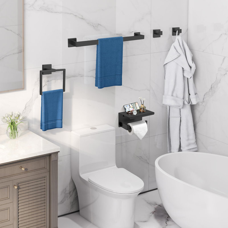 5 Piece Bath Hardware Set (set Of 5), Matte Black