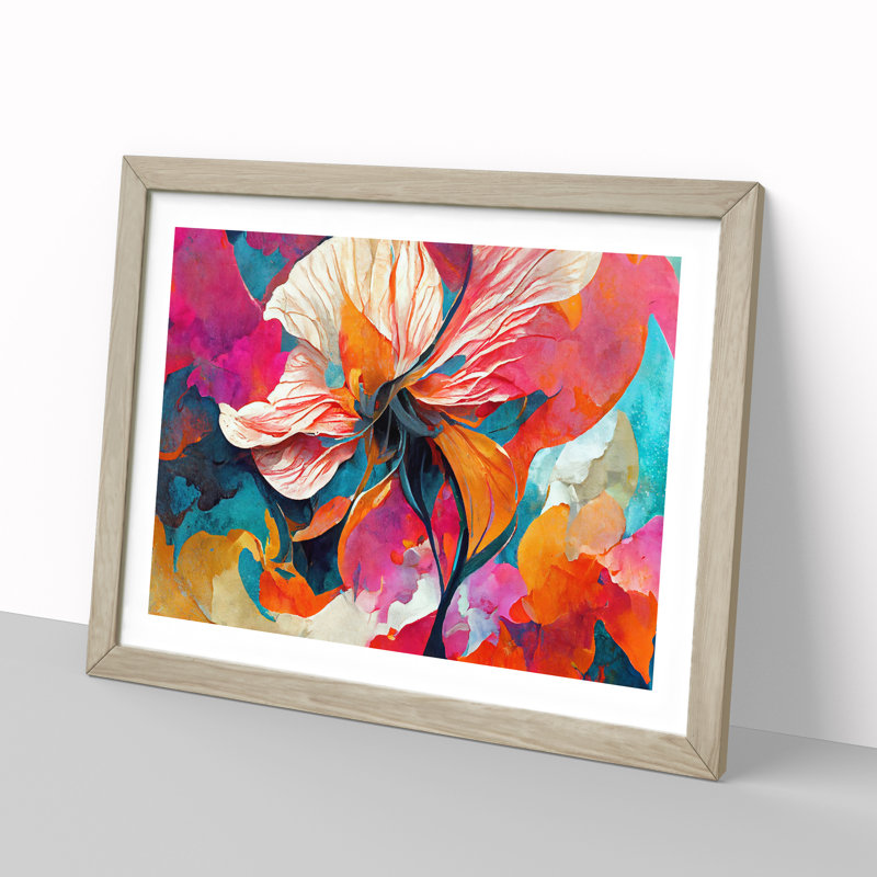 Flower Abstract Vol.6 - Single Picture Frame Print, 34cm H x 46cm W x 2cm D, Oak
