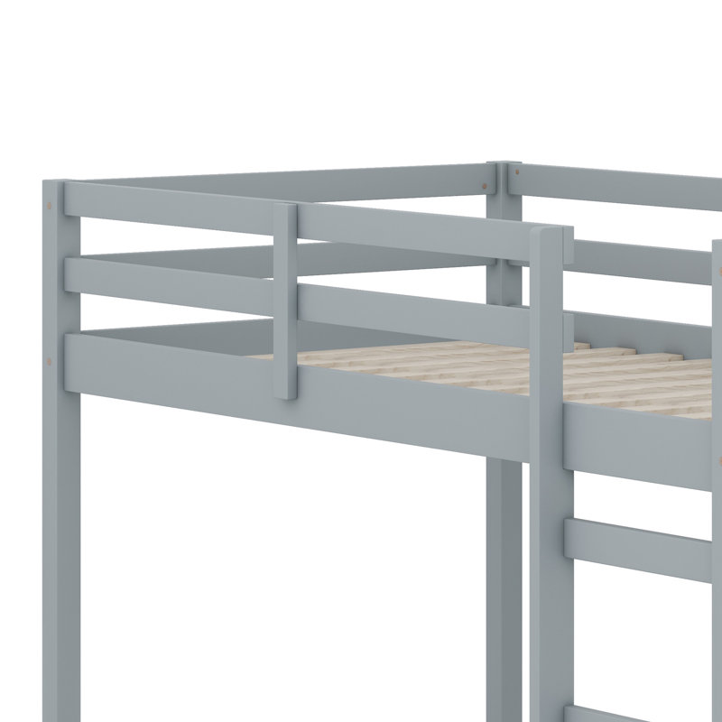 Wooden Loft Bed With Ladder, Gray