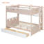 Full Size Castle Style Bunk Bed with 2 Drawers,Shelf,and LED,White