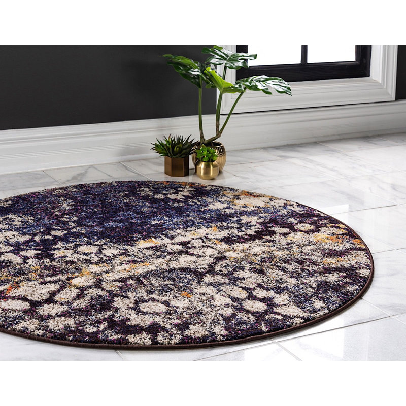 Ellarae Abstract Indoor Rug, Round 8'