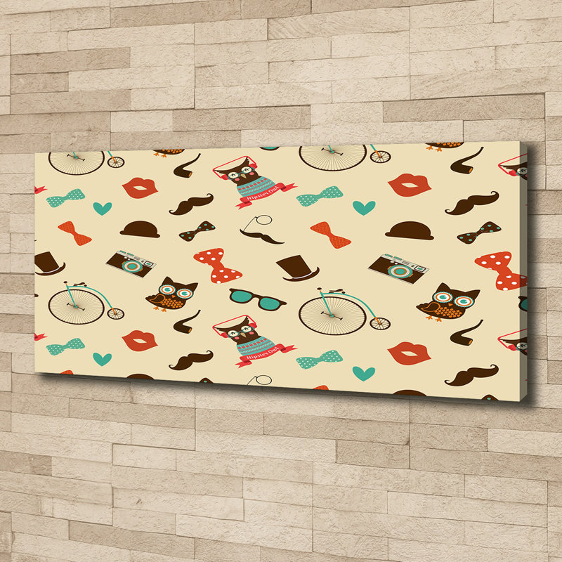 Hipster Owls - Wrapped Canvas Print
