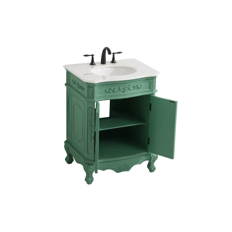Ensemble de meuble-lavabo simple 27 po Lunette, Menthe rétro, Blanc Ivoire