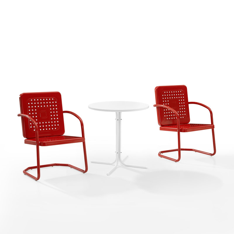 Landyn 2 - Person Patio Dining Set with Round Table, Red
