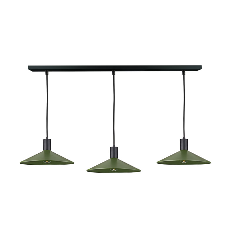 3 - Light Matte Black Dome Pendant, Black/Khaki