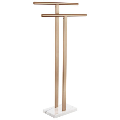 Freestanding 2-Tier Stainless Steel Towel Rack with Heavy Marble Base