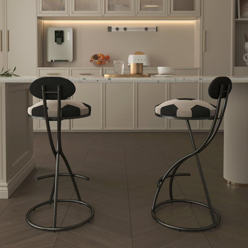 Ensemble de tabourets de bar rembourrés en forme de S, ensemble de 2 tabourets de bar en velours