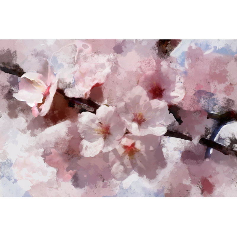 Pink Cherry Blossoms - Painting Print, Wrapped Canvas, 51 cm H x 76 cm W