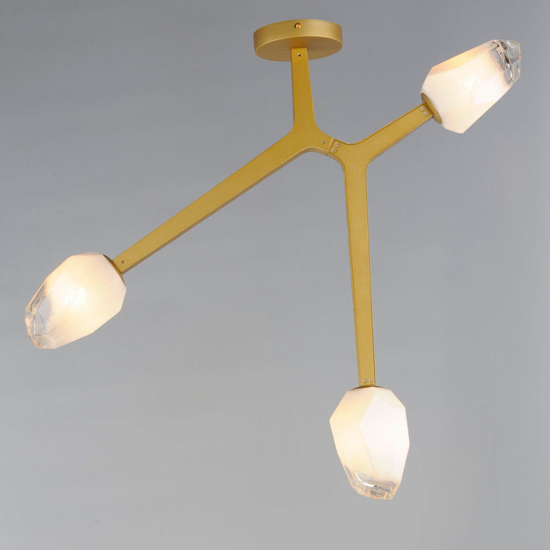 Dreanda Glass Flush Mount, Natural Aged Brass