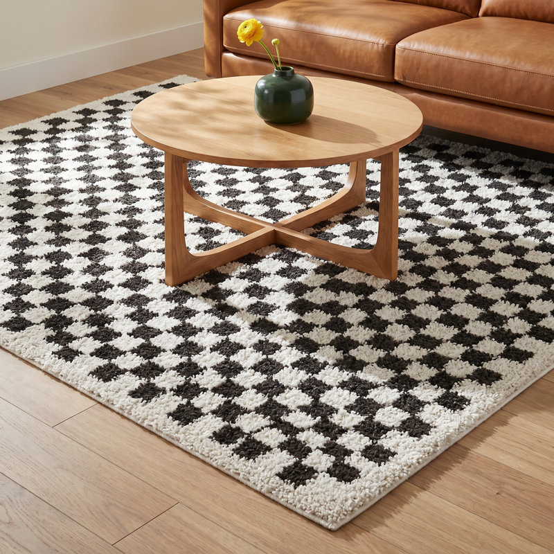 Checkered and Geometric Indoor Rug, Rectangle 7'10" x 10'