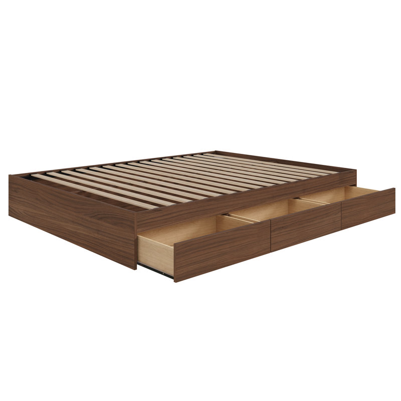 3 Drawer Storage Bed Frame, Queen, Walnut