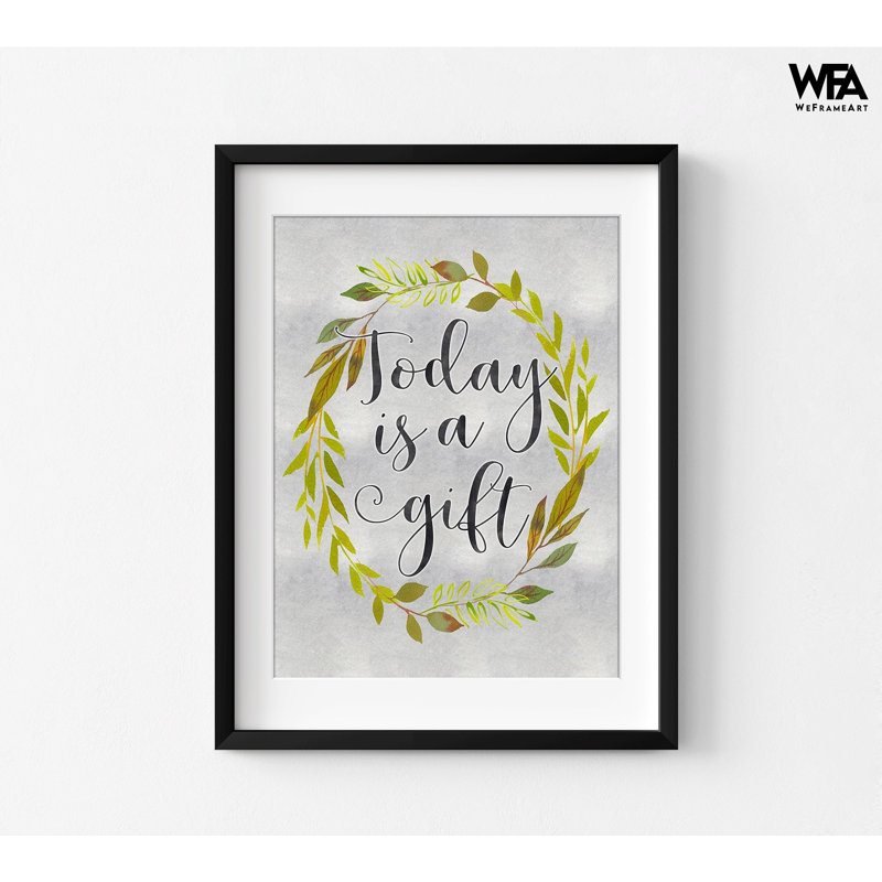 «Today Is A Gift» par Tara Moss, impression d'affiche encadrée, idée de cadeau de bénédiction positive, décoration murale de table de petit-déjeuner