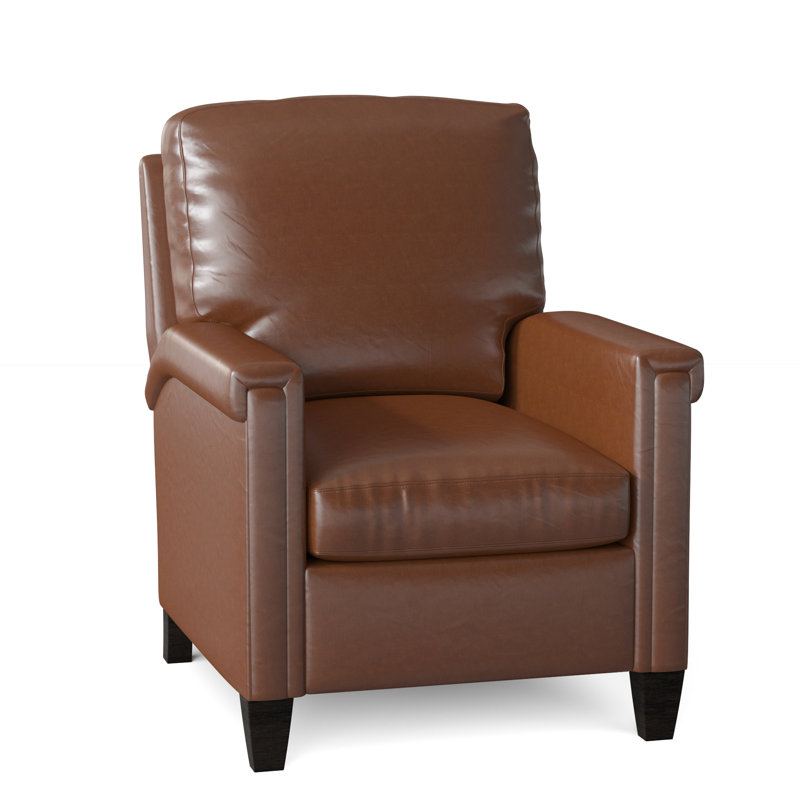 32" Wide Faux Leather Standard Recliner, Aline Light Grey Genuine Leather, Manual, Cobblestone