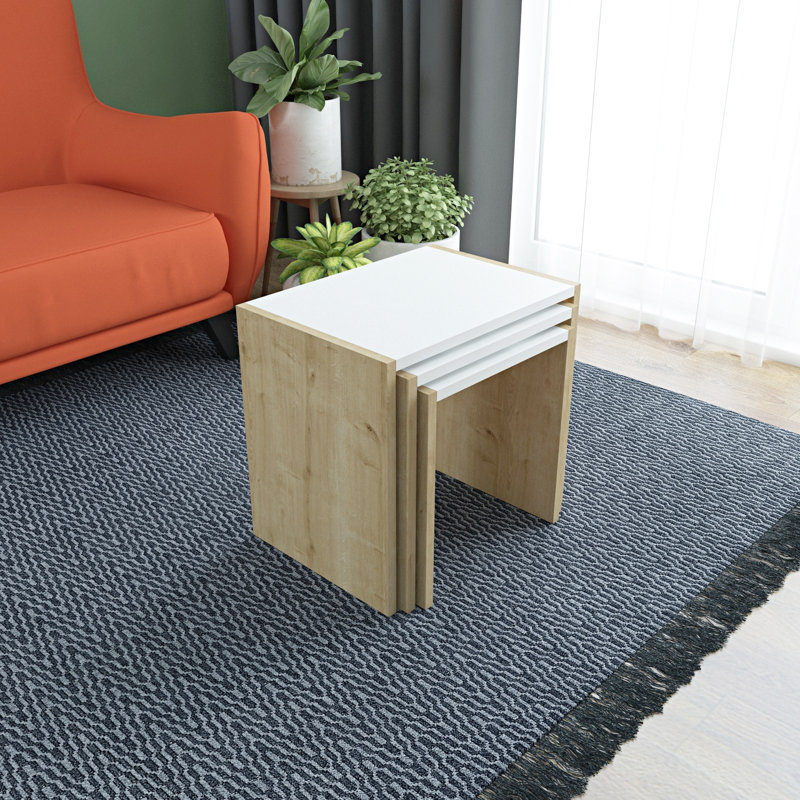 Sidonija Coffee Table, White Top/Natural Base
