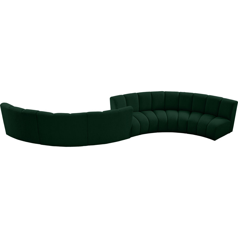 Infinity Upholstered Curved Sectional Symmetrical, Green Boucle Fabric