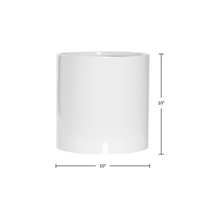 Outdoor White Fiberstone Pot