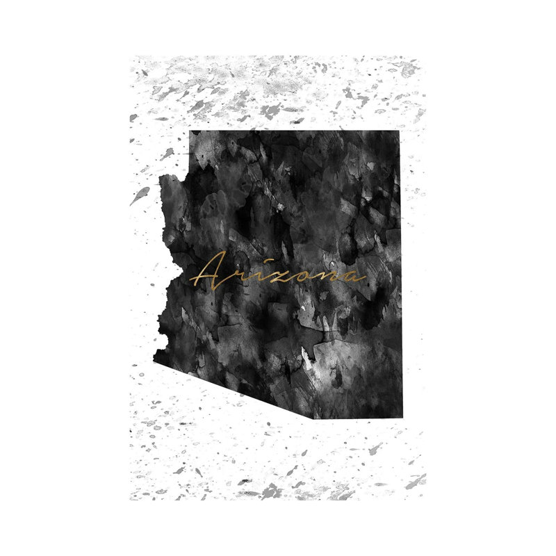 Arizona Black And White Gold by WallDecorAddict - Wrapped Canvas Gallery-Wrapped Canvas Giclée, 66.04 cm H x 45.72 cm W