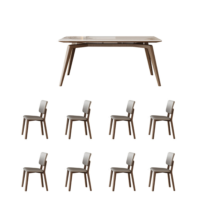 White Ash Wood Sintered Stone Dining Combo, 29.52"H x 78.74"L x 39.37"W