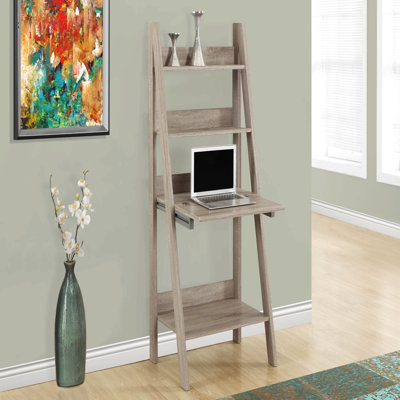 Bureau d'ordinateur, bureau personnel, ordinateur portable, incliné, H 61 po, travail, tablettes de rangement, stratifié brun, contemporain, moderne