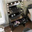 Bureau de coiffeuse avec miroir et lumières, coiffeuse avec grand tiroir, commode de rangement à 2 niveaux et 3 modes d'éclairage à luminosité réglable, convient à la chambre à coucher (noir)-951355026