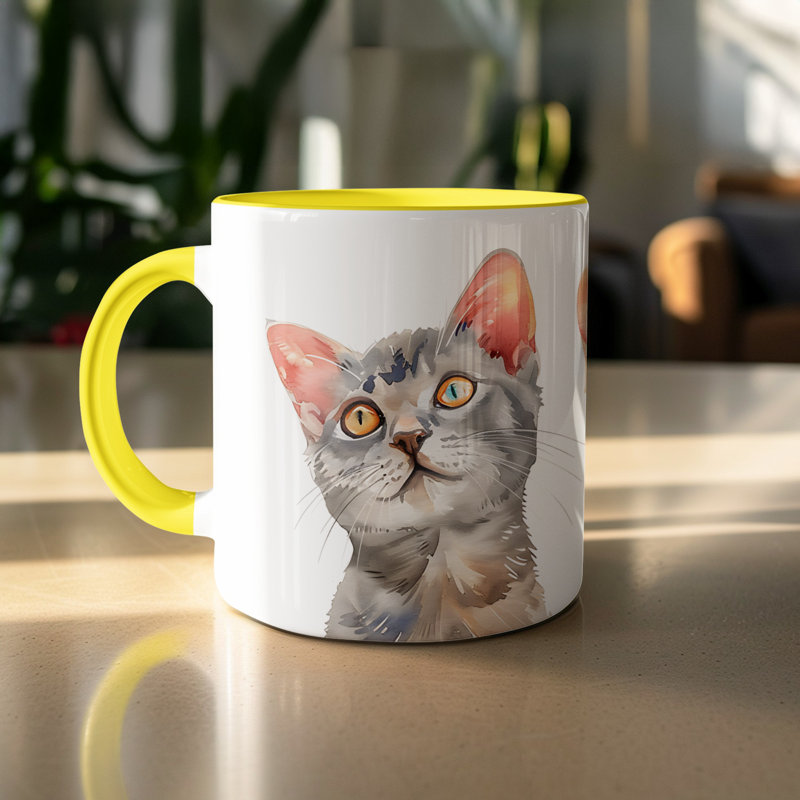 Ceramic Coffee Mug, 4, Yellow
