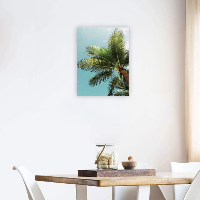 Palmier vert dans un ciel, art mural 24 x 18 po