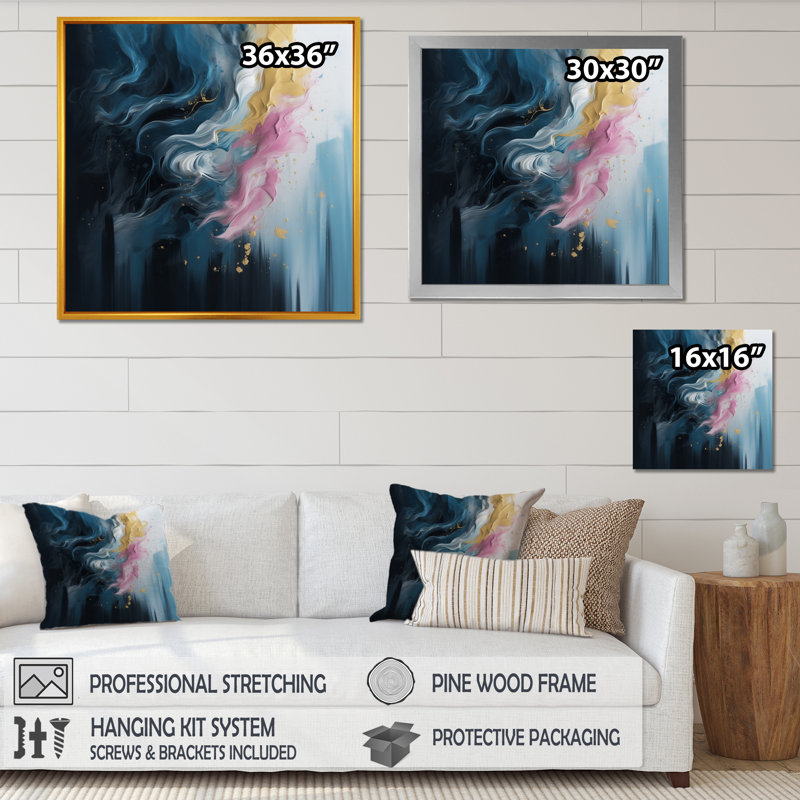 Somer rose et bleu explorant l'invisible I, Cadre photo noir, H 16 po x l 16 po x P 1 po