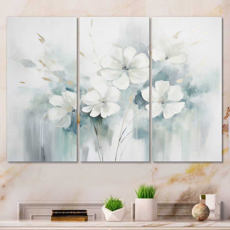 Oasis botanique bleue II 3 pièces, H 40 po x l 60 po x P 1 po