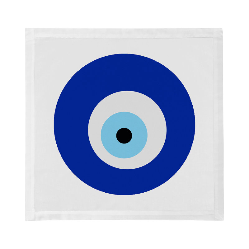 Evil Eye White Cotton Sateen Dinner Napkins