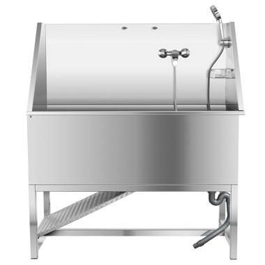 Stainless Steel Classic Dog Grooming Bath Tub 60-Right Ports/Drain