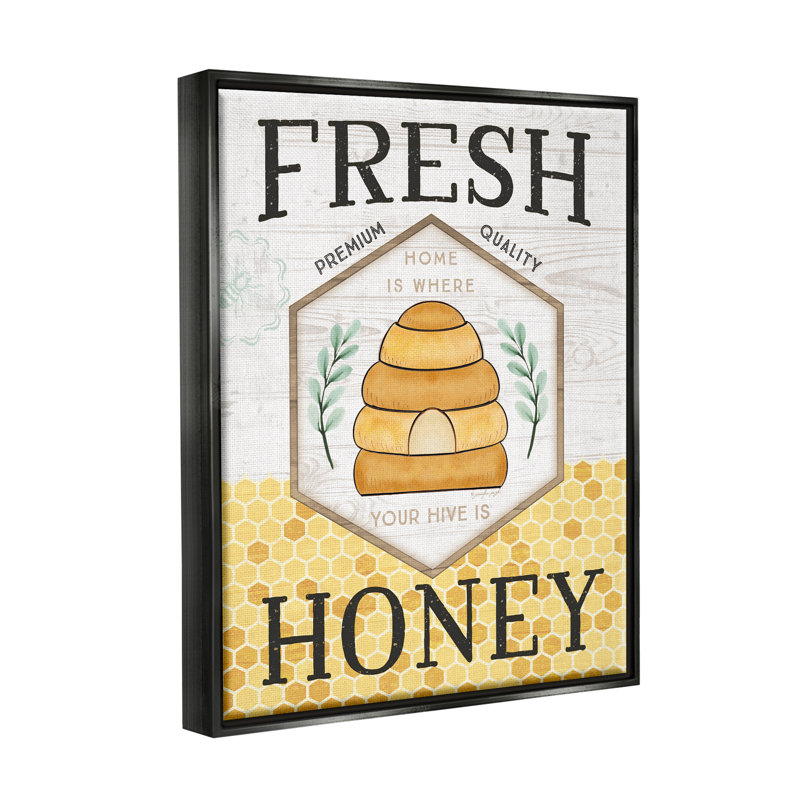 Signe «Fresh Honey Rustic Bee Hive» par Jennifer Pugh - Publicité sur cadre flottant, H 21 po x l 17 po x P 1,7 po