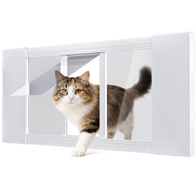 Insertion de porte de chat en aluminium réglable en aluminium, s'adapte à une largeur de 23 à 34 po / 35 à 46 po, sans perceuse à installation rapide pour les chats et les petits chiens