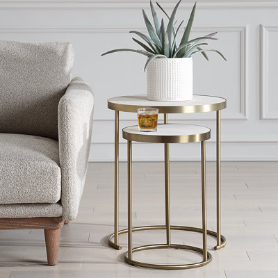 Everly Quinn Ruvi White Nesting Tables