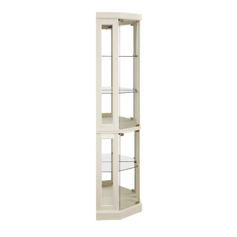 Vitrine de coin lumineuse antique blanche, vitrine en verre pour objets de collection, verre à vin et à bar, White