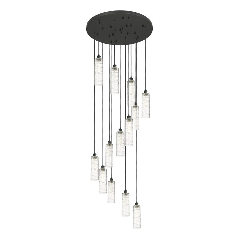 Caius - Luminaire suspendu à cordon 32 lumières 13 po, Tourbillon déco, Noir mat