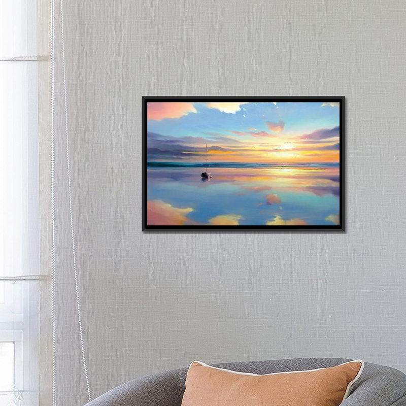 Where Sky Meets Water, Black Floater Framed Canvas, 18" H x 26" W x 1.5" D