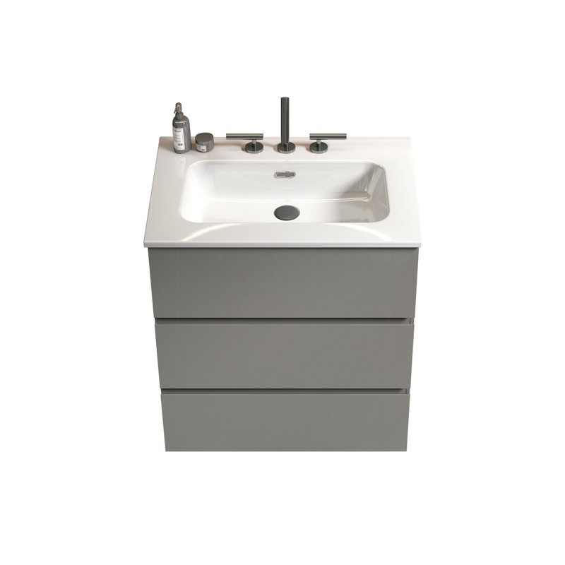 TIA Bathroom Vanity With Sink With 3 Faucet Holes, Gray, 24"