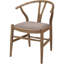 Chaises de salle à manger de style Mid-Century 2 pièces, noyer, siège rembourré, dossiers arrondis, pieds fuselés, revêtement brun dans des chaises modernes en tissu doux (2 pièces), finition noyer, dossier, pieds