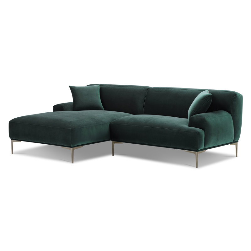 Canapé modulaire en tissu velours Amalfi 94,5 po Mineta, Velours bleu Amalfi, Orienté à gauche (vu de face)