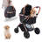 Pet Stroller, 4 Wheels Dog Stroller Rotate with Brakes, 66 lbs Weight Capacity, Puppy Stroller with Detachable Carrier, Storage Basket and Pet Pad, Black, Designed for Small to Medium Sized Dogs