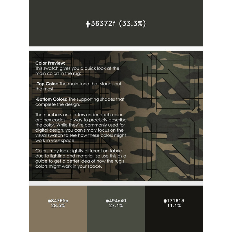 Camouflage Vertex Rug, Round 7'