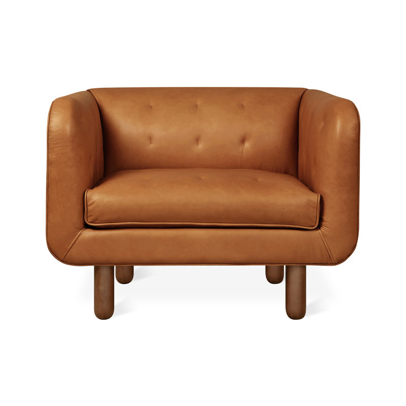 Beaconsfield Chair Canyon Whiskey Leather Walnut, Saddle Brown Genuine Leather