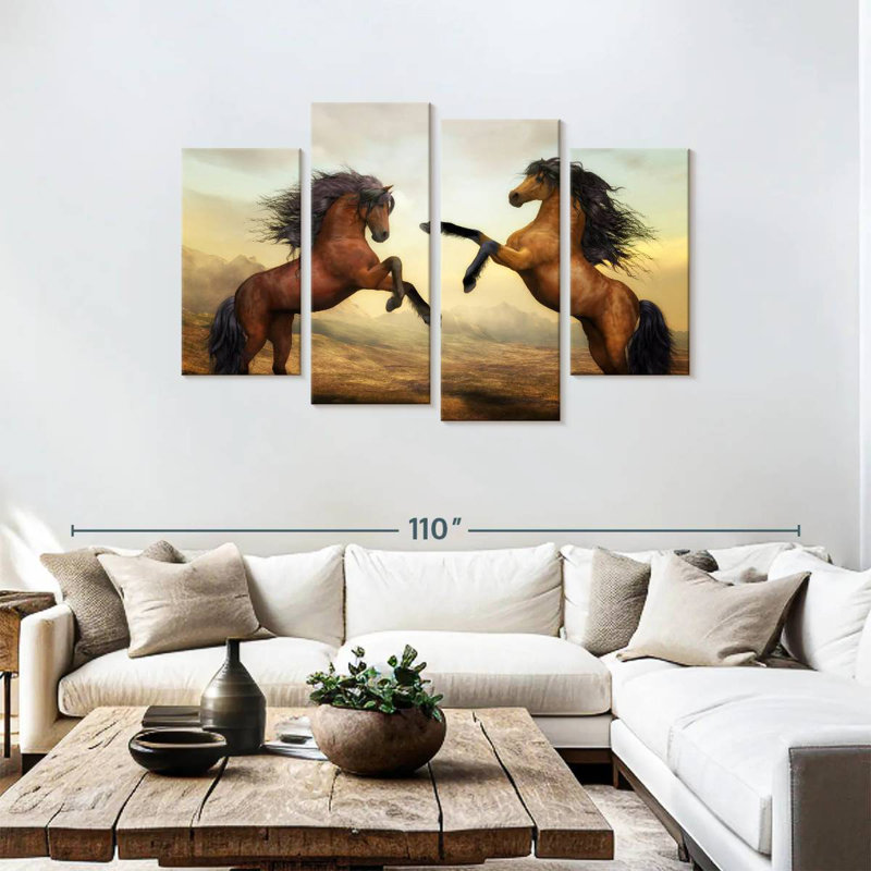 Fighting Brown Horses, H 48 po x l 75 po